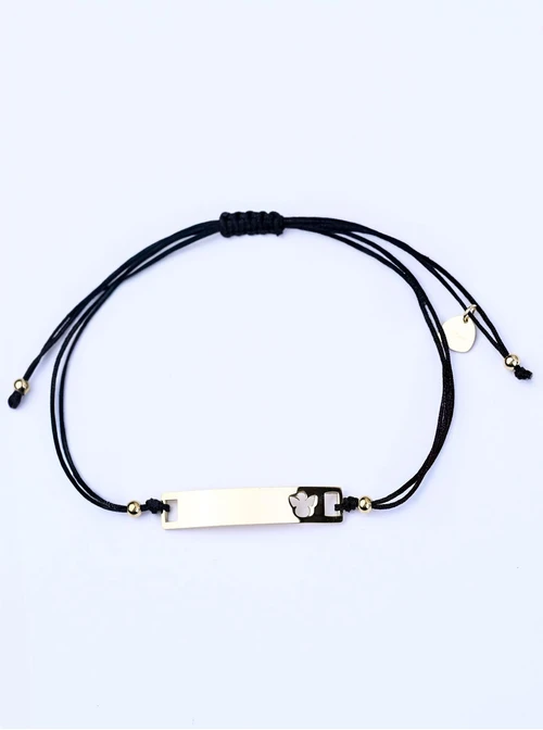 Bransoletka grawer, aniołek, czarny, stal pozłacana S108071Z-01