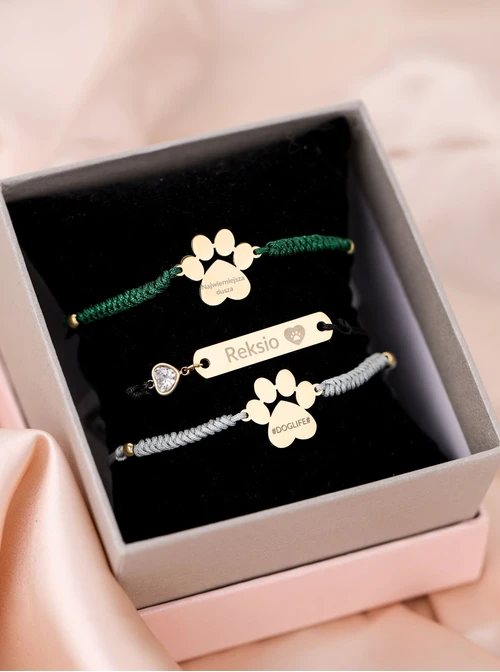 Bransoletka grawer, kryształowe serduszko, stal pozłacana S108076Z-01