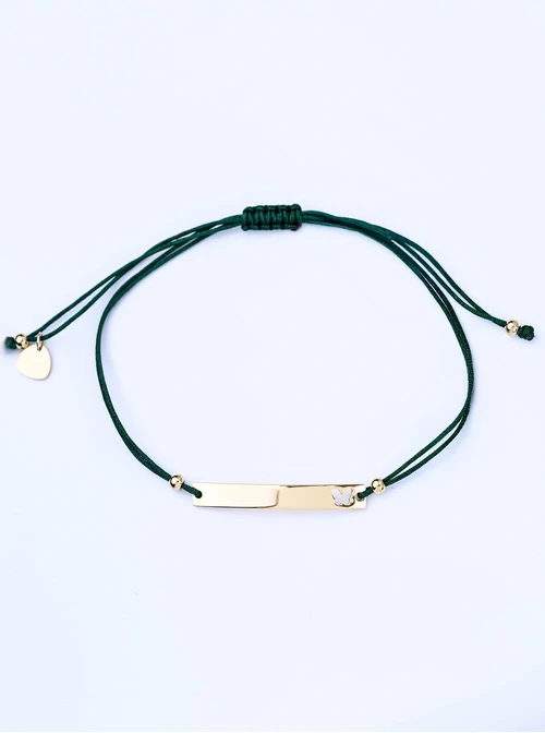 Bransoletka grawer, motylek, zielony, stal pozłacana S108072Z-05