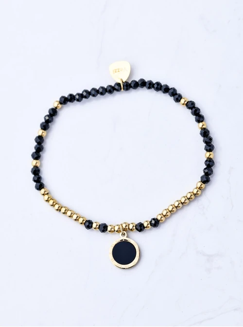 Bransoletka kółeczko, kryształki, stal pozłacana S109385Z01