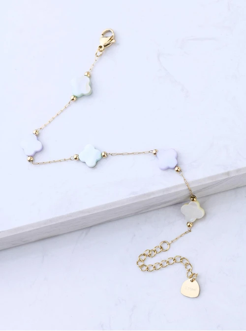 Bransoletka koniczynka, stal pozłacana S108401Z07