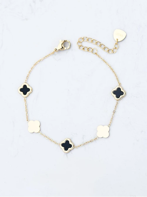 Bransoletka koniczynki, stal pozłacana S109503Z00