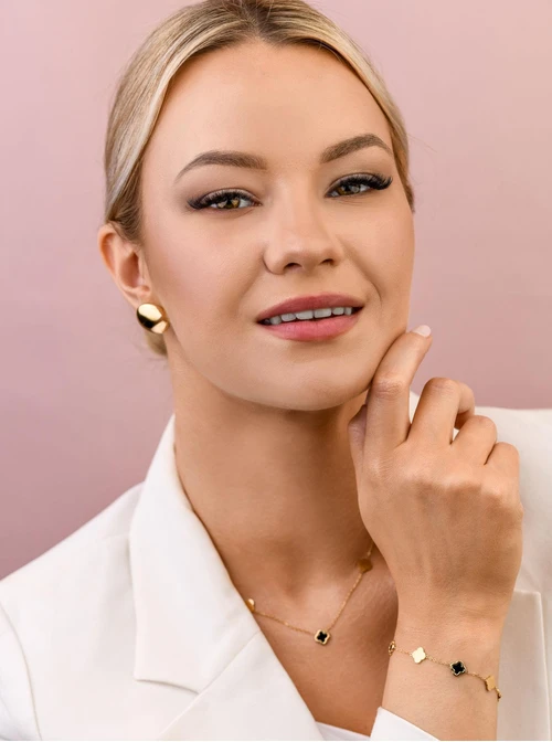 Bransoletka koniczynki, stal pozłacana S109503Z00