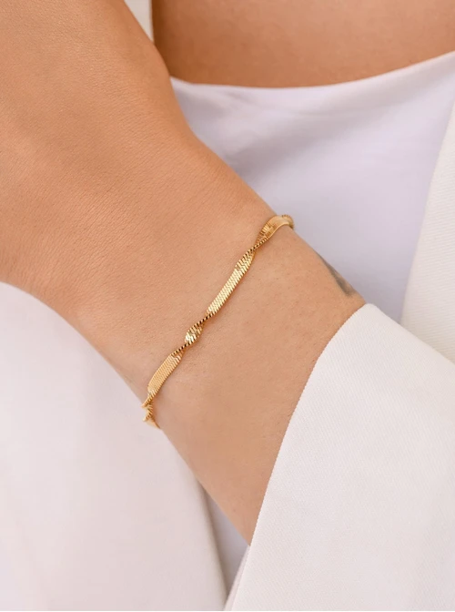 Bransoletka kręcona żmijka, stal pozłacana S109508Z00