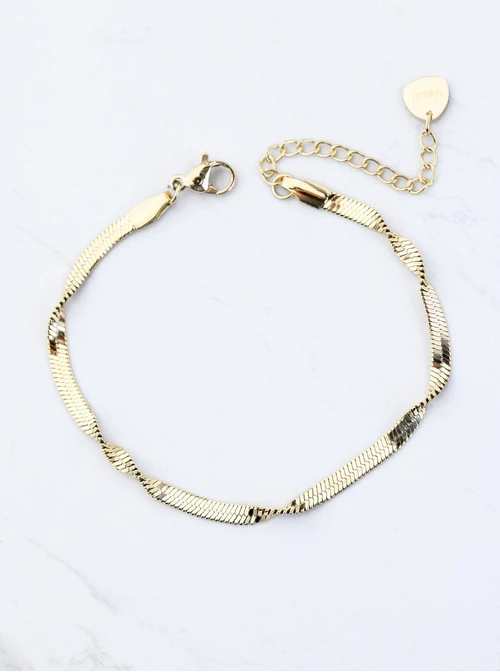 Bransoletka kręcona żmijka, stal pozłacana S109508Z00