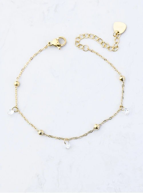 Bransoletka kryształki, stal pozłacana S109505Z02