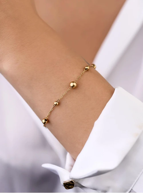 Bransoletka kuleczki, stal pozłacana S108327Z00