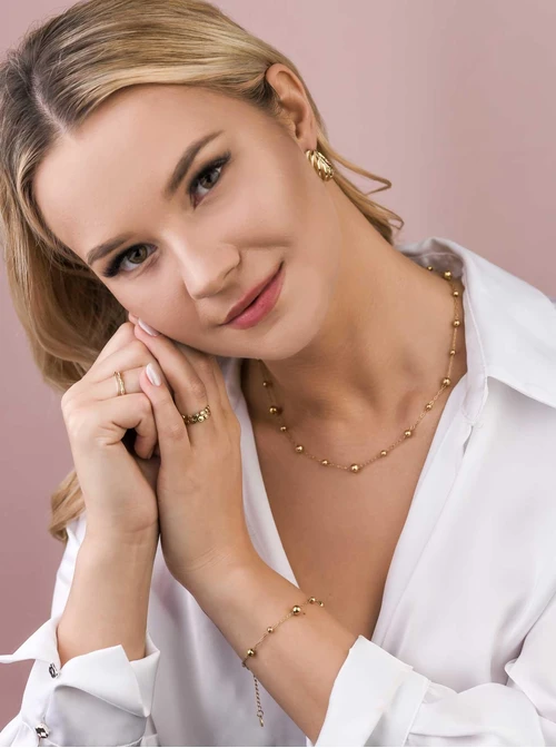 Bransoletka kuleczki, stal pozłacana S108327Z00