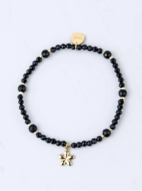 Bransoletka kwiatuszek, kryształki, stal pozłacana S109388Z01