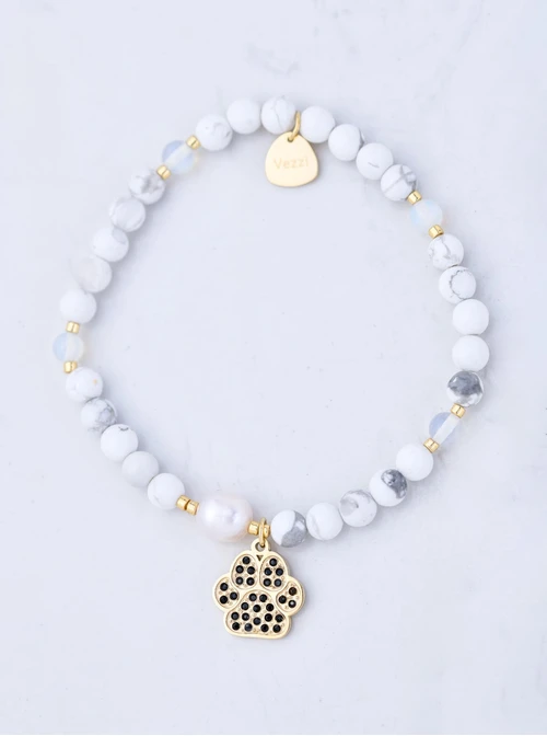 Bransoletka łapka, Howlit, stal pozłacana S109398Z01