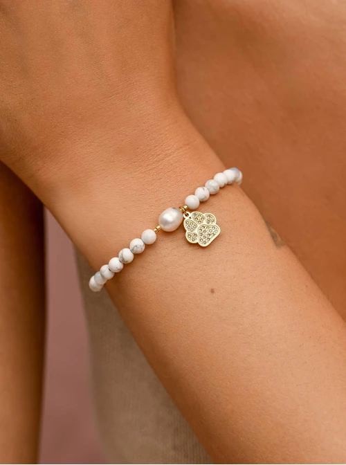 Bransoletka łapka, Howlit, stal pozłacana S109398Z02