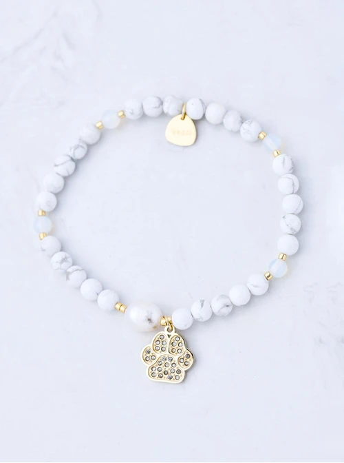 Bransoletka łapka, Howlit, stal pozłacana S109398Z02