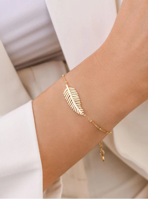 Bransoletka liść, stal pozłacana S109514Z00