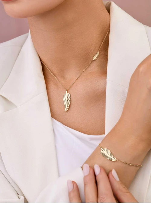 Bransoletka liść, stal pozłacana S109514Z00