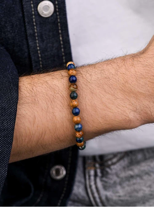 Bransoletka męska, Chryzokola, stal S109221S00