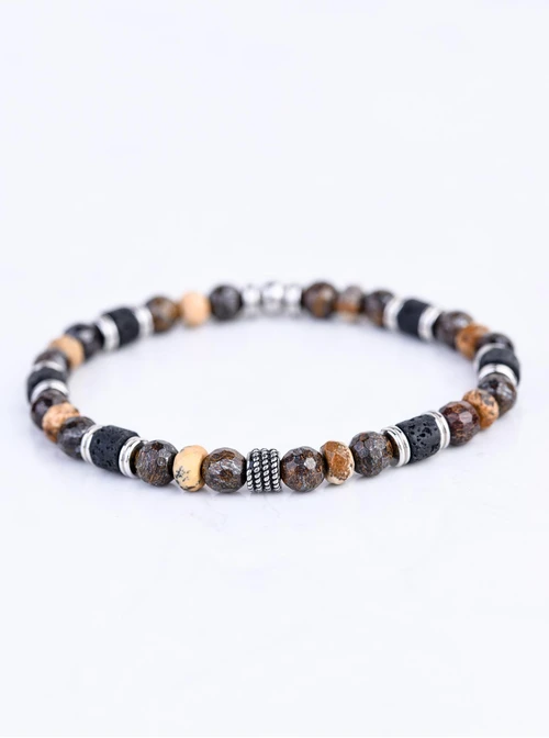 Bransoletka męska, Jadeit, Jaspis, stal S109254S00