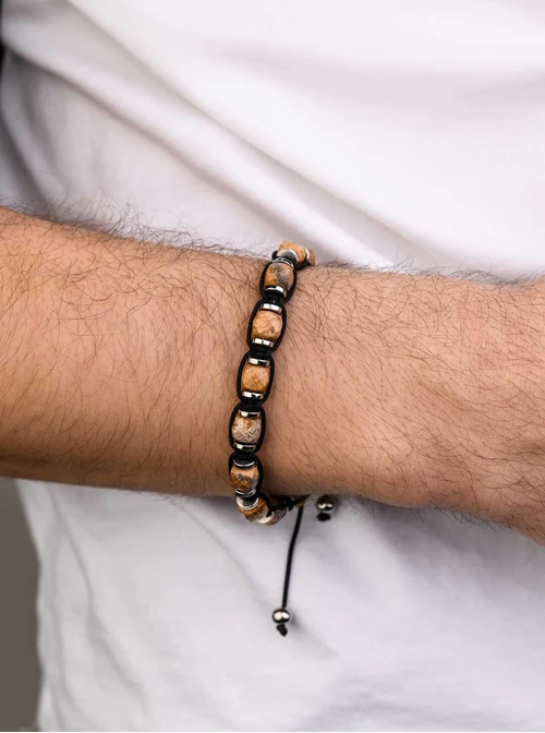 Bransoletka męska, Jaspis, stal S109260S00