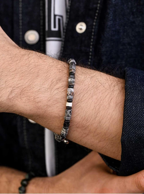 Bransoletka męska, Jaspis, stal S109263S00