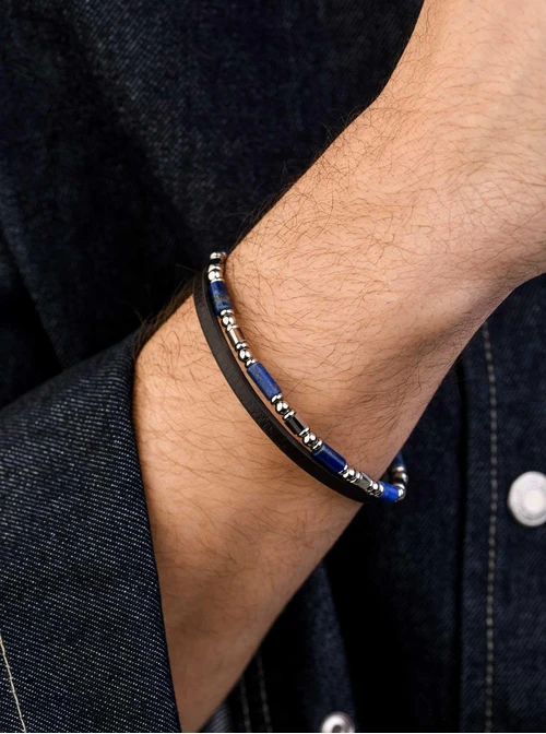 Bransoletka męska, Lapis Lazuli, stal S109267S00