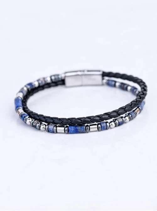 Bransoletka męska, Lapis Lazuli, stal S109269S00