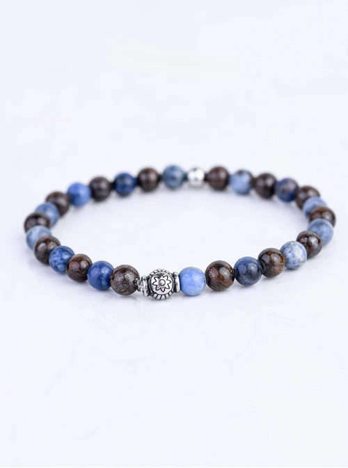 Bransoletka męska, Sodolit, Jaspis, stal S109220S00