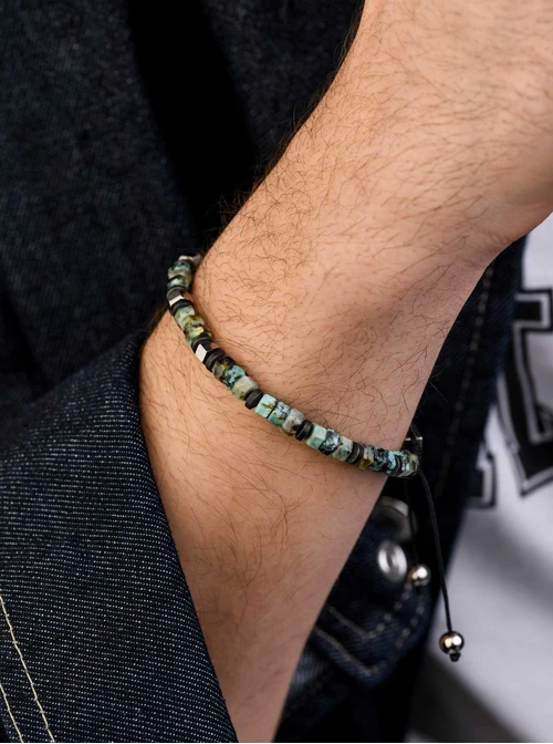 Bransoletka męska, Turkus Afrykański, stal S109264S00