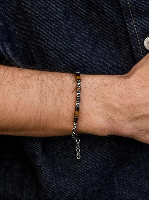 Bransoletka męska Tygrysie Oko, stal S109204S00