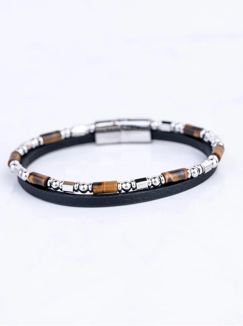 Bransoletka męska, Tygrysie Oko, stal S109268S00