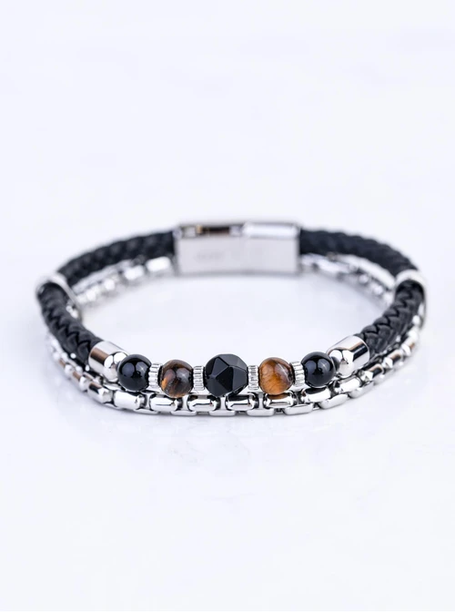 Bransoletka męska, Tygrysie Oko, stal S109278S01