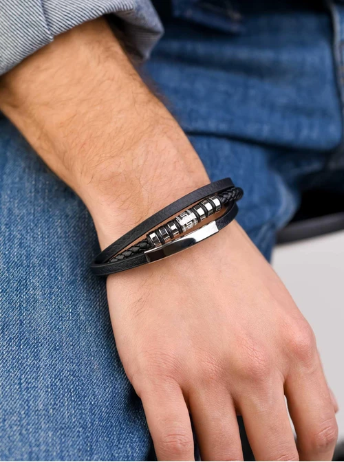 Bransoletka męska, czarny, stal S109289S01