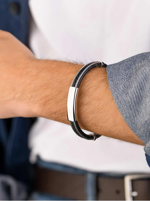 Bransoletka męska, czarny, stal S109293S01