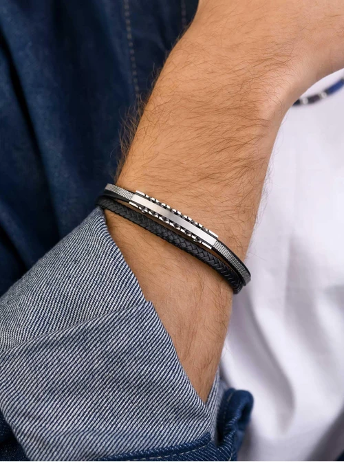 Bransoletka męska, czarny, stal S109294S01