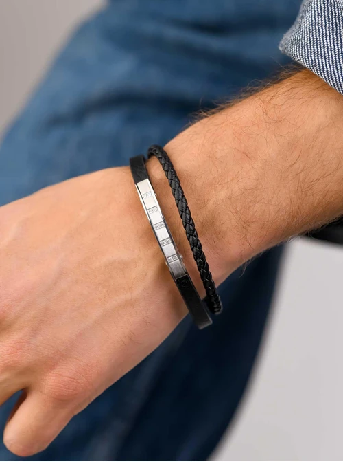 Bransoletka męska, czarny, stal S109299S01