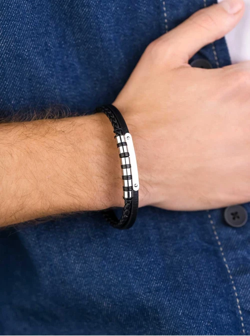 Bransoletka męska, czarny, stal S109300S01