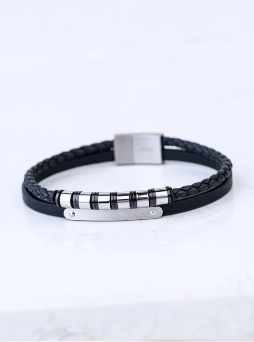 Bransoletka męska, czarny, stal S109300S01