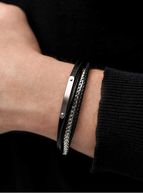 Bransoletka męska, czarny, stal S109309S01