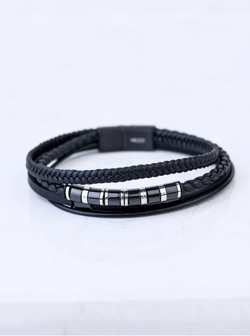 Bransoletka męska, czarny, stal S109310S01