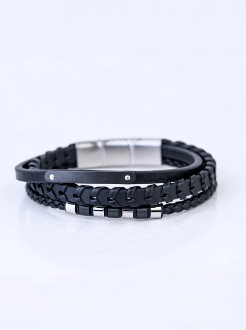 Bransoletka męska, czarny, stal S109315S01