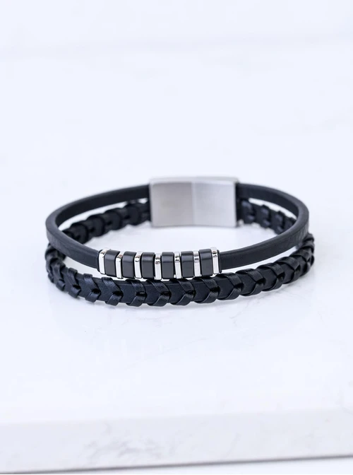 Bransoletka męska, czarny, stal S109319S01