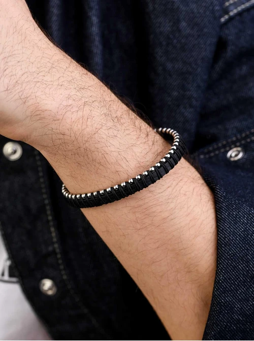 Bransoletka męska, czarny, stal S109320S01