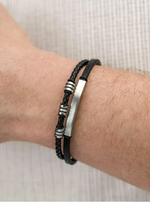 Bransoletka męska, czarny, stal S109324S01