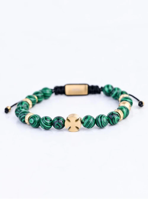 Bransoletka męska, skrzydło, Malachit, stal S109240Z00