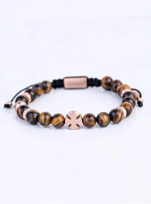 Bransoletka męska, skrzydło, Tygrysie Oko, stal S109241Z00