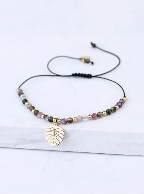 Bransoletka monstera, Turmalin, stal pozłacana S108542Z00