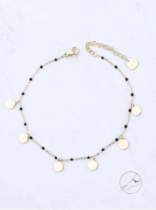 Bransoletka na kostkę, kółeczka, stal pozłacana S109641Z01