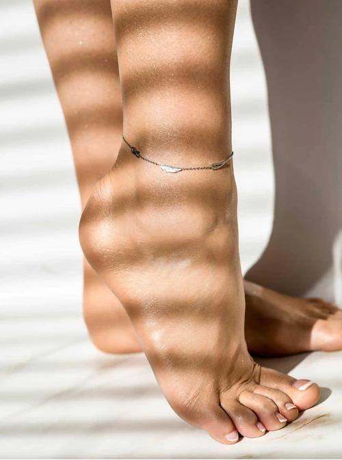 Bransoletka na kostkę piórka, nieskończoność, stal S109624S00