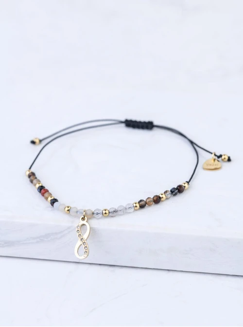 Bransoletka nieskończoność, Agat, stal pozłacana S108519Z00