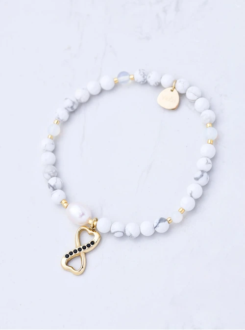 Bransoletka nieskończoność, Howlit, stal pozłacana S109396Z01