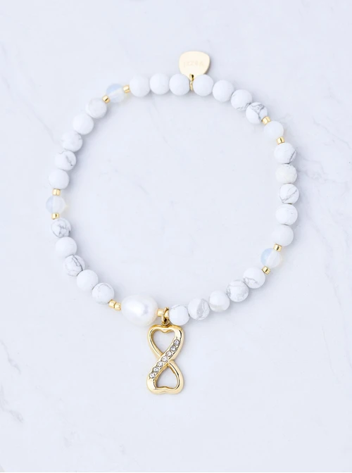 Bransoletka nieskończoność, Howlit, stal pozłacana S109396Z02