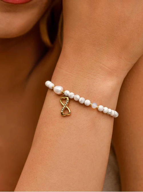 Bransoletka nieskończoność, Howlit, stal pozłacana S109396Z02